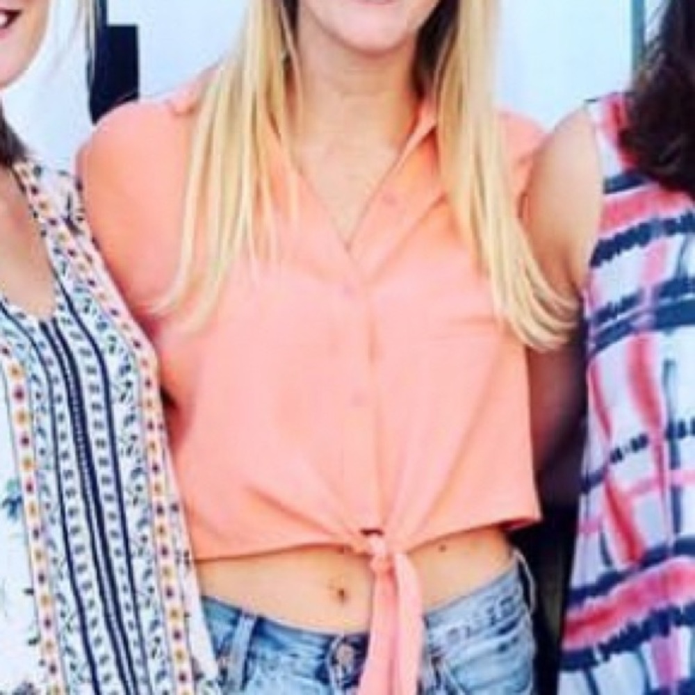 Women's Coral Button-Up Top